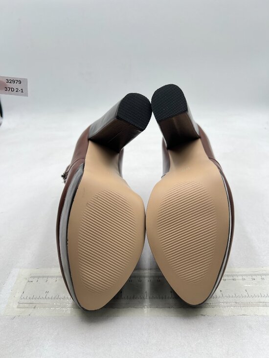 XYD Women Classic Platform Chunky High Heels Ankle Boots  XYD Brown Chunky High Heel Platform Ankle Boots Pointy Toe Side Zipper Bootie